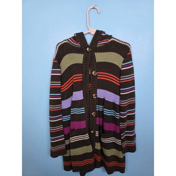 Hannah Andersson Knit Cardigan 100% Cotton Size 110 With Hood Pockets Buttons - Picture 3 of 3